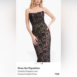 Dress the Population Black Lace Midi Dress